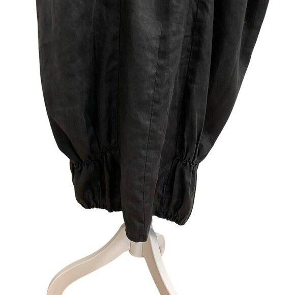 Catharina 100% Linen Minimalist Lagenlook Modern Goth Midi Dress Black size XL - Picture 10 of 14